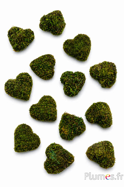 Cuori in muschio - 5 x 4.5 cm - verde muschio